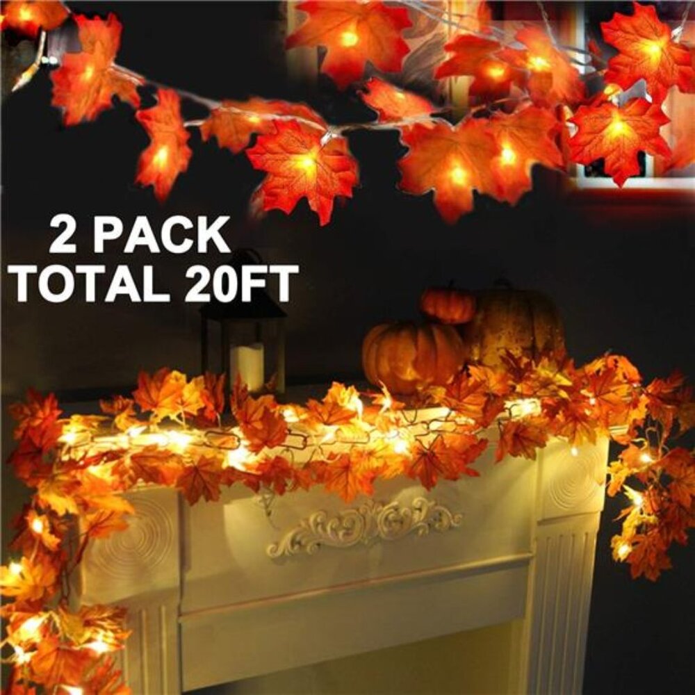 2 Pack Fall‎ Decor Enlarged Maples Leafed Fall Decorations for Home Fall Lights